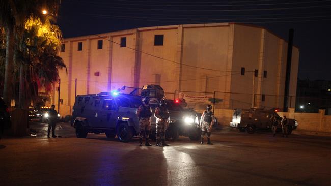 Policemen are seen near the Israeli embassy in Amman, Jordan, on July 23, 2017, following a deadly shooting incident. (Photo by Reuters)