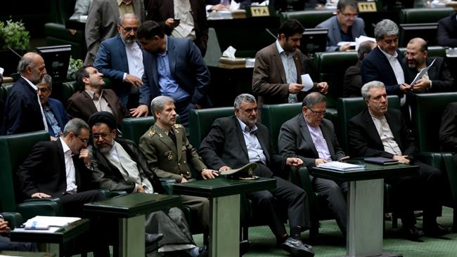 President Hassan Rouhani’s ministerial nominees are seen attending a fifth debate at the Parliament on the cabinet picks in Tehran, August 20, 2017. (Photo by IRNA)