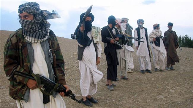This file photo shows members of the Taliban militant group in an unknown location in Afghanistan.
