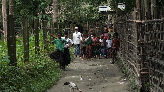 The photo taken on July 13, 2017 shows Muslims at Ngayantchaung village, Buthidaung township in Myanmar