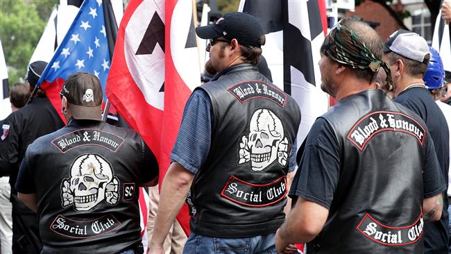 Hundreds of white nationalists, neo-Nazis and members of the "alt-right" march down East Market Street toward Emancipation Park during the United the Right rally August 12, 2017 in Charlottesville, Virginia. (Getty Images)