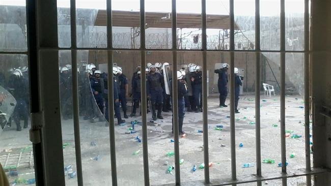 This file photo shows Bahraini police forces at the notorious Jaw Prison, south of Manama, Bahrain.