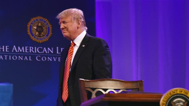 US President Donald Trump speaks to the American Legion national convention on August 23, 2017 in Reno, Nevada. (Phtoto by AFP)