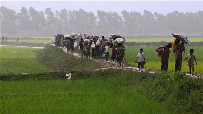 Rohingya Muslim refugees from Rakhine state in Myanmar walk along a path near Teknaf in Bangladesh, September 2, 2017. (Photo by AFP)