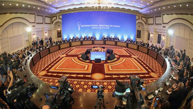 The photo shows a general view of the fifth round of Syria peace talks in Astana, Kazakhstan, on July 5, 2017. (By AFP)