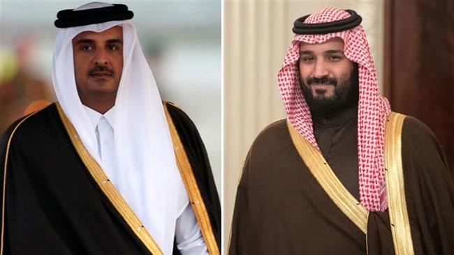 This combo photo shows Qatari Emir Sheikh Tamim bin Hamad Al Thani (L) and Saudi Crown Prince Mohammed bin Salman Al Saud.