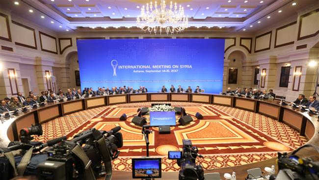This file picture shows a general view of the sixth round of the Syria talks in the Kazakh capital of Astana on September 15, 2017. (By AFP)