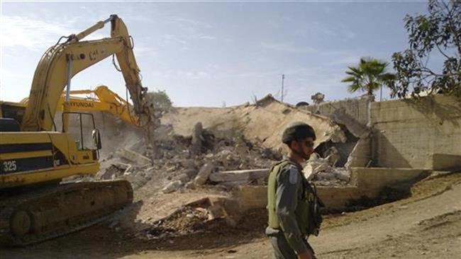 Israeli forces demolish a Palestinian house in the occupied West Bank. (File photo)