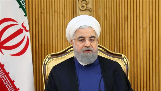 Iranian President Hassan Rouhani speaks in Tehran on September 21, 2017, upon his arrival from New York, where he addressed the 72nd session of the UN General Assembly. (Photo by IRNA)