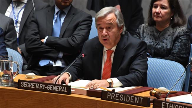 UN Secretary General Antonio Guterres speaks as the Security Council holds a meeting to discuss the violence in Myanmar, September 28, 2017. (Photos by AFP)