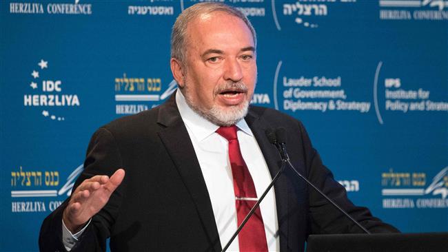 Israeli minister of military affairs Avigdor Lieberman speaks at a Conference in the central Israeli city of Herzliya on June 22, 2017. (Photo by AFP)