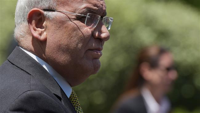 Senior Palestinian official Saeb Erekat speaks to reporters after Palestinian Authority President Mahmud Abbas met with US President Donald Trump at the White House on May 3, 2017 in Washington, DC.