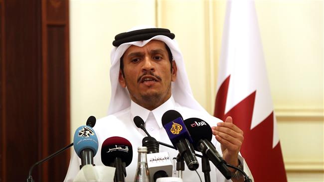 Qatari Foreign Minister Mohammed bin Abdulrahman Al Thani holds a press conference with US Secretary of State Rex Tillerson (not shown in the picture) in the capital Doha on October 22, 2017. (Photo by AFP)