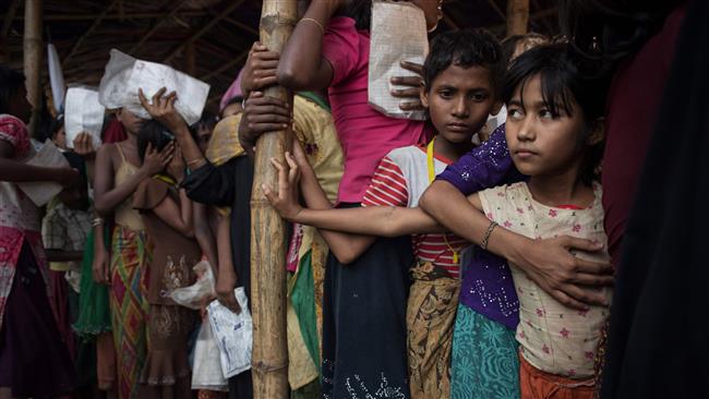 Rohingya Muslim refugees are pictured at a relief center at the Balukhali refugee camp in Bangladesh. (File photo by AFP)