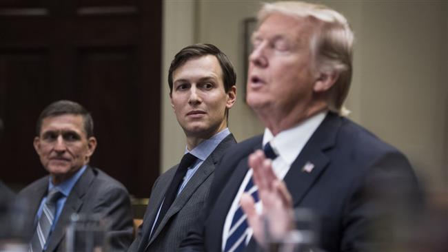 (From left) Michael Flynn, Jared Kushner, President Donald Trump (File photo)