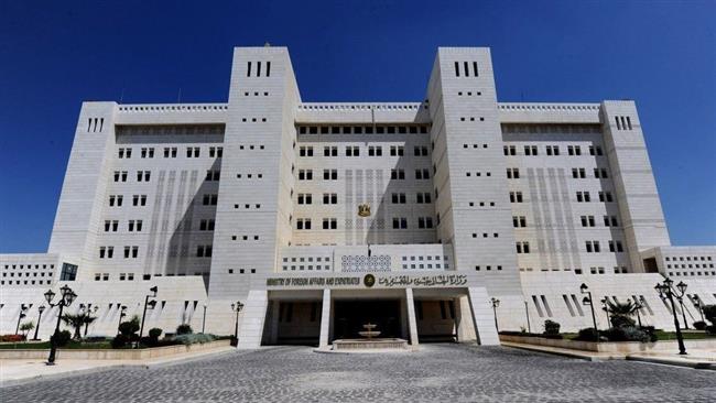 This file picture shows a view of the building of Syria’s Ministry of Foreign Affairs and Expatriates in the capital, Damascus. (Photo by Sputnik news agency)