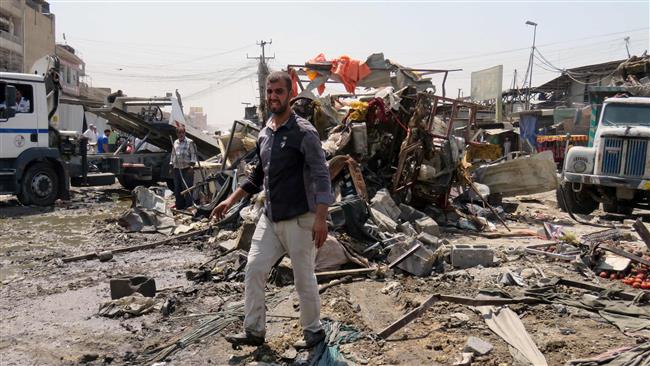 The photo shows the site of a bomb attack in Sadr City district of the Iraqi capital, Baghdad, August 28, 2017. (AFP photo)