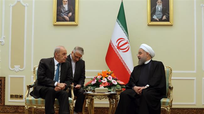 Iranian President Hassan Rouhani (R) and Lebanese Parliament Speaker Nabih Berri (L) meet in Tehran on January 17, 2018. (Photo by IRNA)