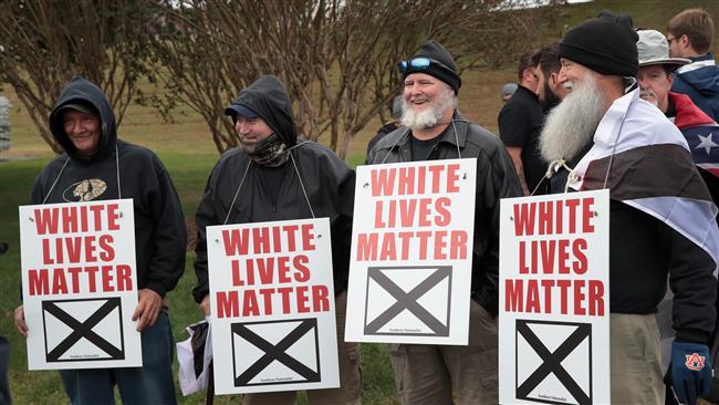 White nationalist attend a rally on October 28, 2017 in Shelbyville, Tennessee. (Getty Images)
