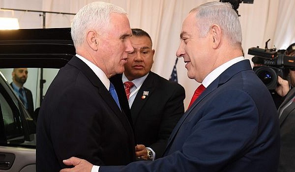 US Vice President Mike Pence in a meeting with Israeli PM Netanyahu