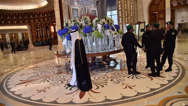 The picture taken on May 21, 2017, shows the hallway of the Ritz-Carlton Hotel in Riyadh, Saudi Arabia. (By AFP)