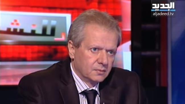 This file photo shows Charles Ayoub, the editor-in-chief of Lebanon’s distinguished Arabic-language daily newspaper Ad-Diyar, during an interview with al-Jadeed television network.