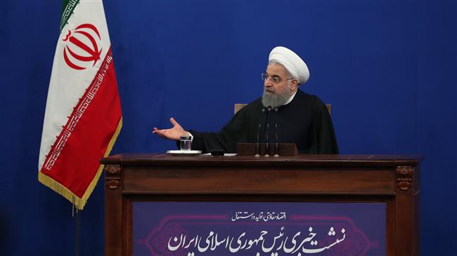 Iranian President Hassan Rouhani speaks during a press conference in Tehran on February 6, 2018. (Photo by president.ir)