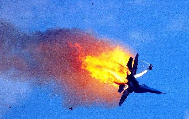 Fighter Jet downed by anti aircraft missile