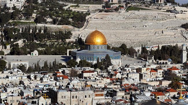 A picture taken on March 14, 2018 shows the Dome of the Rock, which is situated in the al-Aqsa mosque compound (C), in East Jerusalem al-Quds (By AFP)