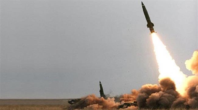This undated photo shows a surface-to-surface missile fired at Saudi forces’ position from an undisclosed location in Yemen.