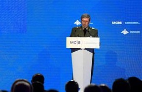 Iranian Defense Minister Amir Hatami attends the VII Moscow Conference on International Security MCIS-2018 in Moscow on April 4, 2018. (Photo by AP)