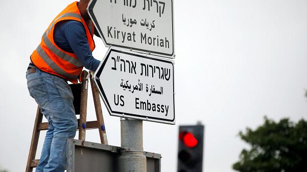 Road signs go up for US Embassy in Jerusalem
