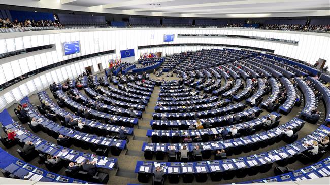 The file photo shows a view of the European Parliament.