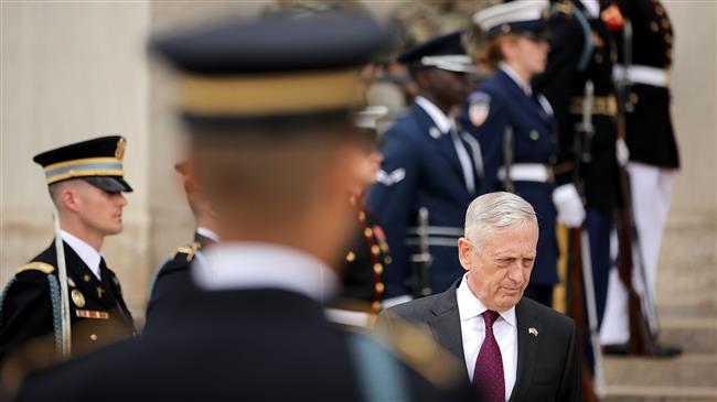 US Defense Secretary James Mattis is pictured at the Pentagon River Entrance on April 27, 2018 in Arlington, Virginia. (Photo by AFP)