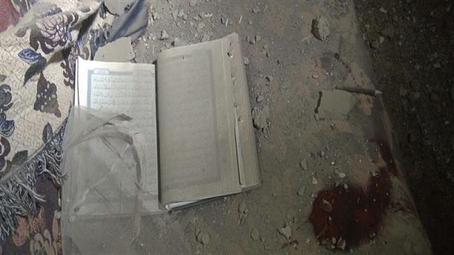 The photo shows the aftermath of an airstrike by Saudi Arabia in Yemen’s Amran city on June 25, 2018. (Photo by al-Masirah television)