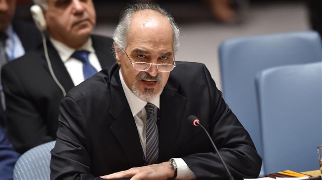 Syrian Ambassador to the United Nations (UN) Bashar al-Jaafari speaks during a UN Security Council meeting at the UN Headquarters in New York, on April 14, 2018. (Photo by AFP)