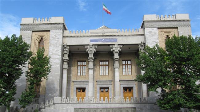 The file photo shows a view of the Iranian Foreign Ministry building in Tehran.