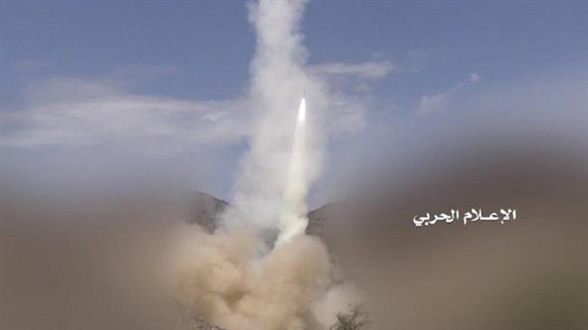 The photo, provided by the media bureau of Yemen’s Operations Command, shows a Yemeni missile shortly after launch.