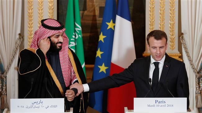 French President Emmanuel Macron (R) and Saudi Arabia