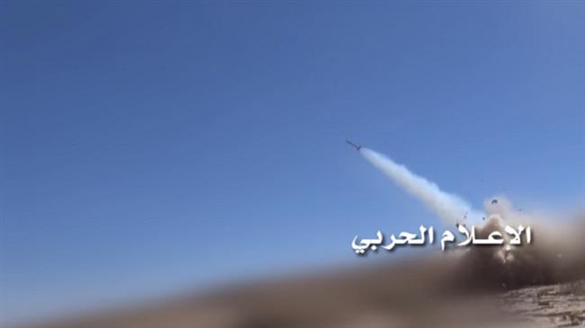 The undated photo, provided by the media bureau of Yemen’s Operations Command, shows a Yemeni missile shortly after launch.
