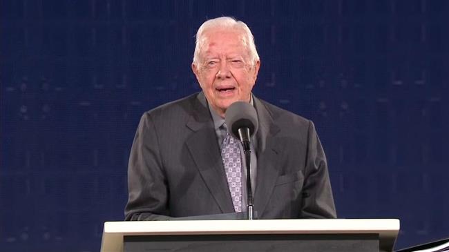 Former US President Jimmy Carter speaks at The Carter Center in Atlanta, Georgia, on Tuesday, July 24, 2018 . (AFP photo)