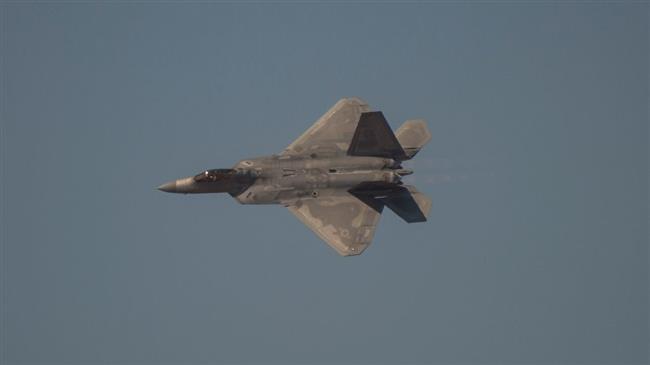 A US F-22 Raptor during a demonstration flight in the US.