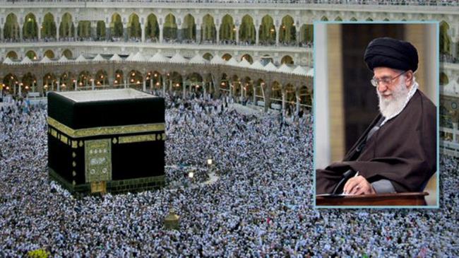 Ayatollah Khamenei (inset) has issued a message to Muslims on the occasion of annual Hajj which reaches its climax on Monday.