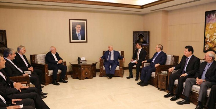 دیدار ظریف و ولید المعلم وزرای امور خارجه ایران و سوریه در دمشق