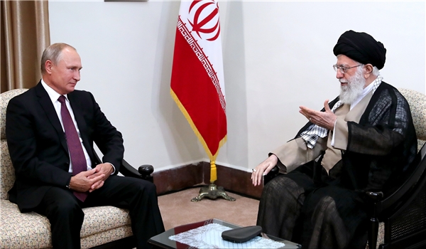 Leader of the Islamic Revolution Ayatollah Seyyed Ali Khamenei (R) and Russian President Vladimir Putin meet in Tehran on September 7, 2018. (Photo by khamenei.ir)