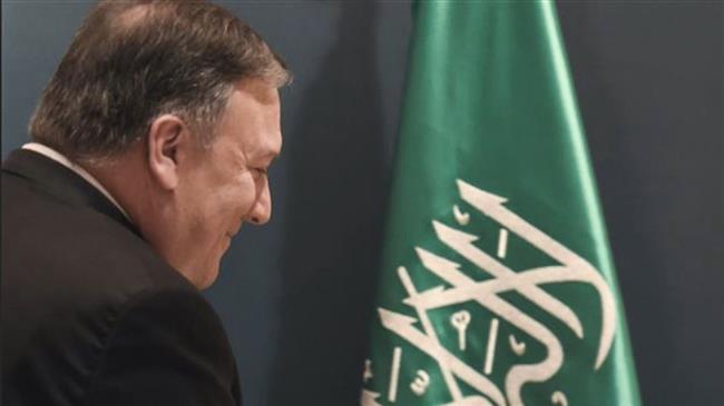 US Secretary of State Mike Pompeo leaves the press hall after giving a joint press briefing with the Saudi foreign minister at the Royal airport in the capital Riyadh on April 29, 2018.