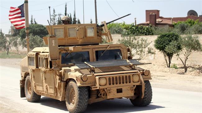 A US military vehicle photographed in Minbaj countryside, Syria, May 12, 2018. (File photo by Reuters)