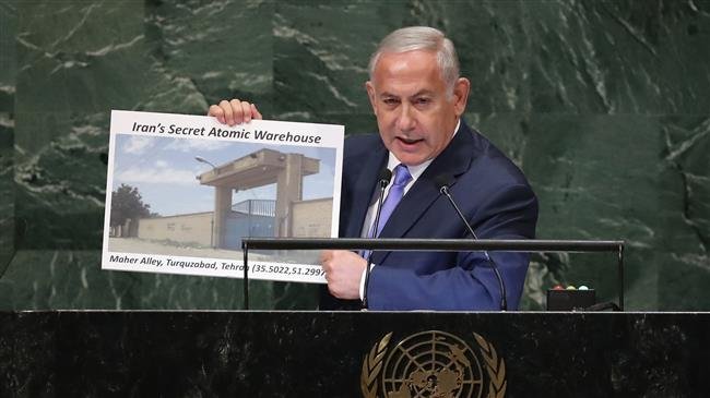 Israeli Premier Benjamin Netanyahu addresses the United Nations General Assembly on September 27, 2018 in New York City. (Photo by AFP)