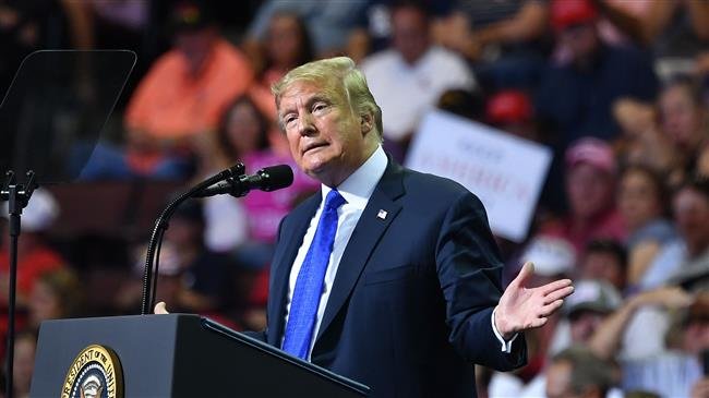 US President Donald Trump speaks during a "Make America Great Again" rally at Landers Center in Southaven, Mississippi, on October 2, 2018. (Photo by AFP)
