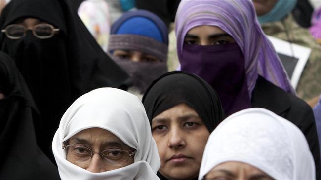 File photo of Canadian Muslim women during a protest against government efforts to bar hijab.